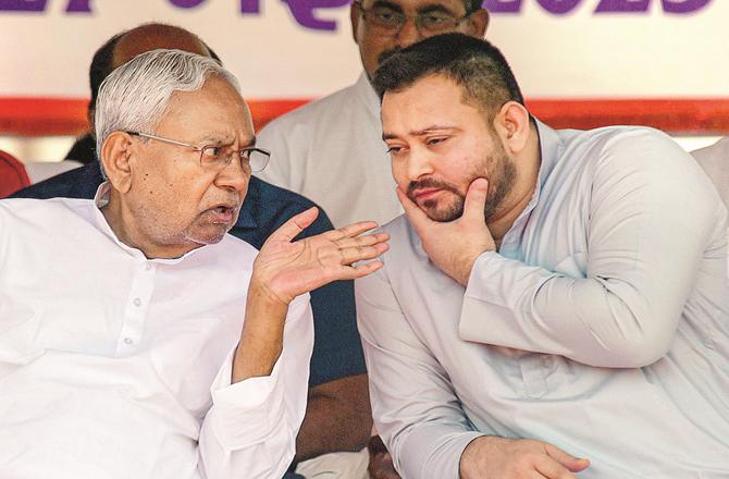 Bihar Chief Minister Nitish Kumar and Deputy Chief Minister Tejashwi Yadav